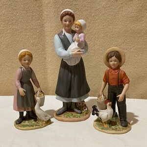 Home Interior Amish Family Figurine Set with Farm Animals Rebekah’s Baby